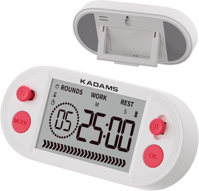 KADAMS Pomodoro Timer for Productivity Interval Countdown for Study Exams Gym Workouts Exercise HIIT Tabata -Magnets, Stand (Red) - Image 1